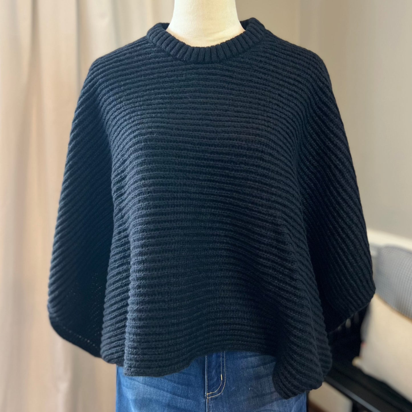 Black Urban Knit Poncho