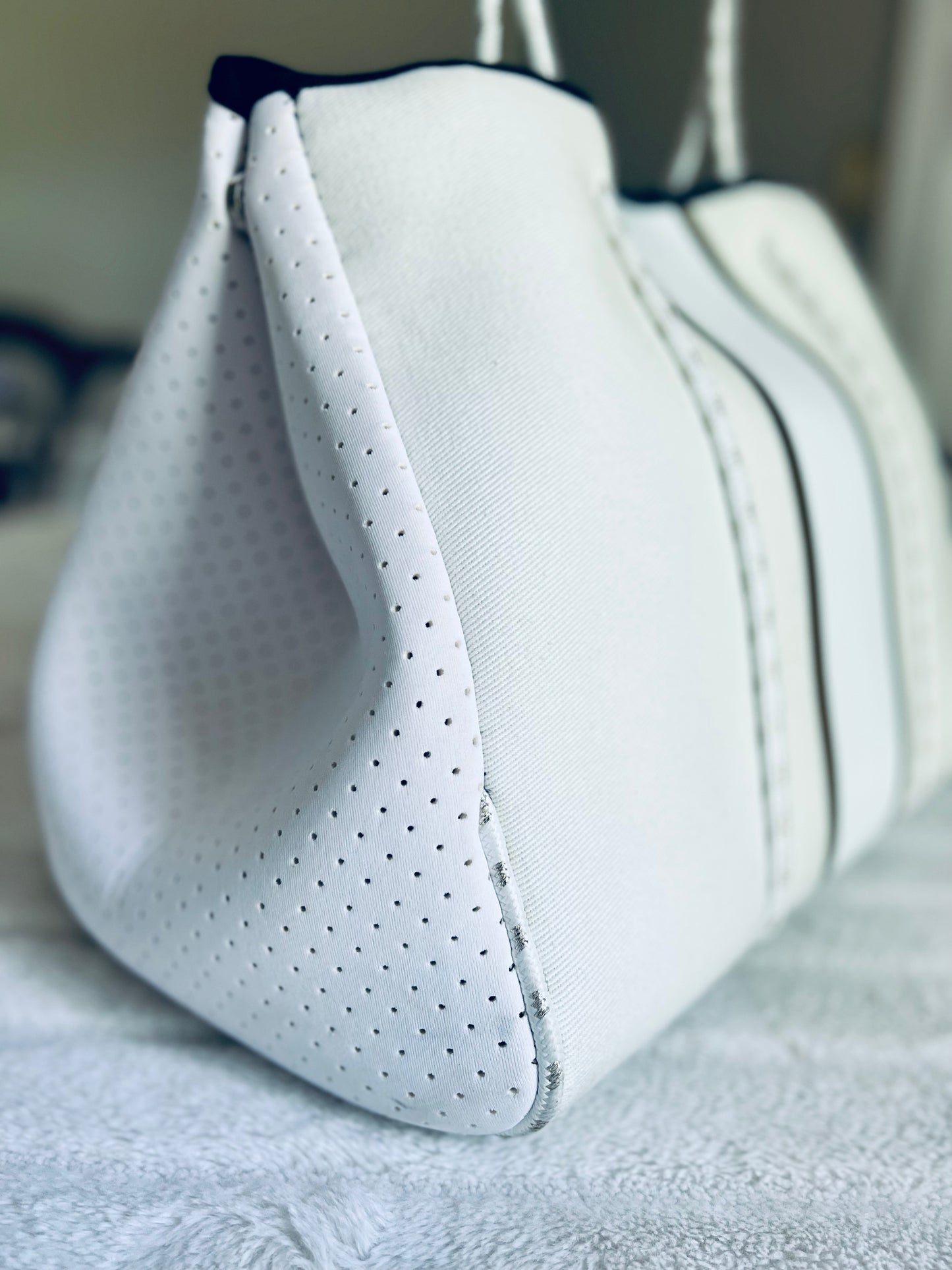 White & Gold Neoprene Tote