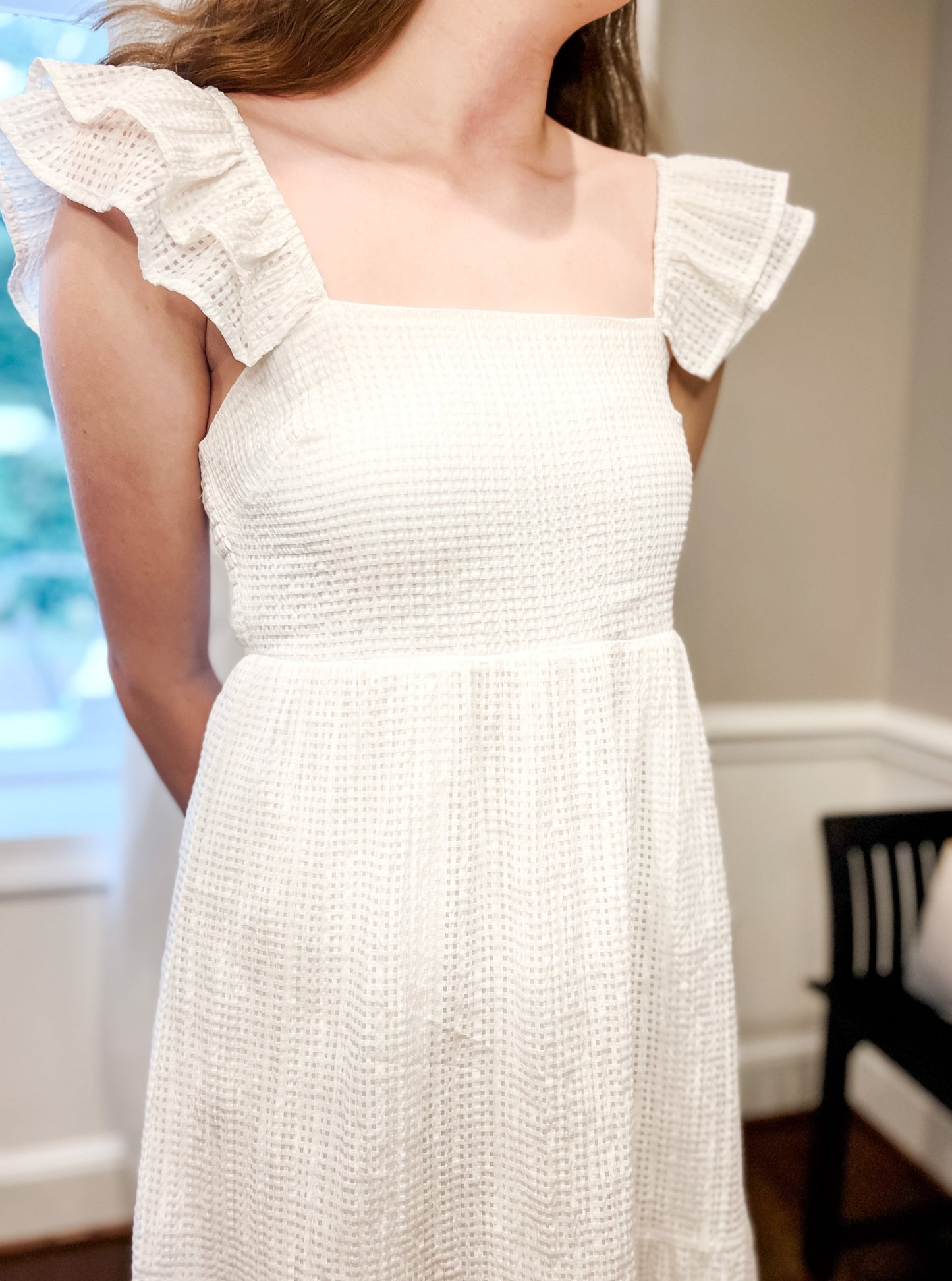 White Tiered Midi Dress