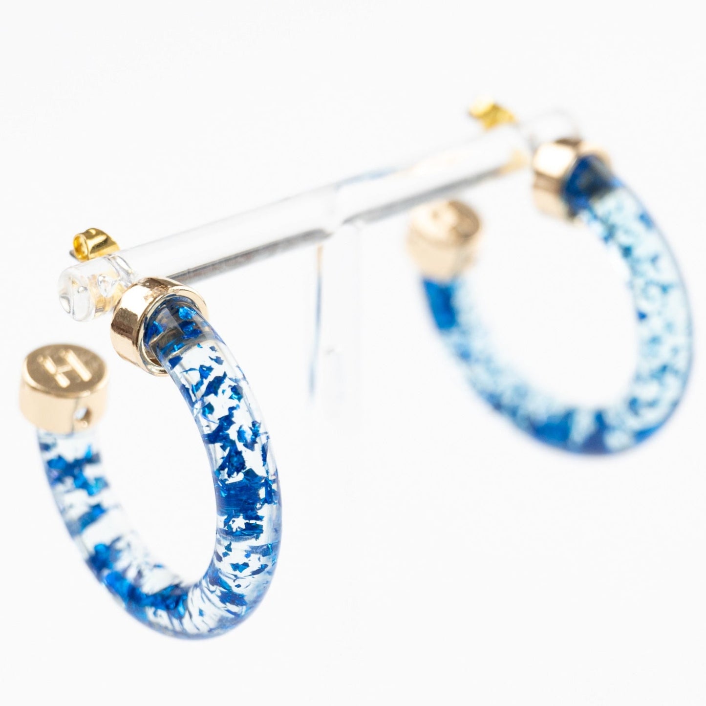 Blue Foil Mini Hoop Earrings