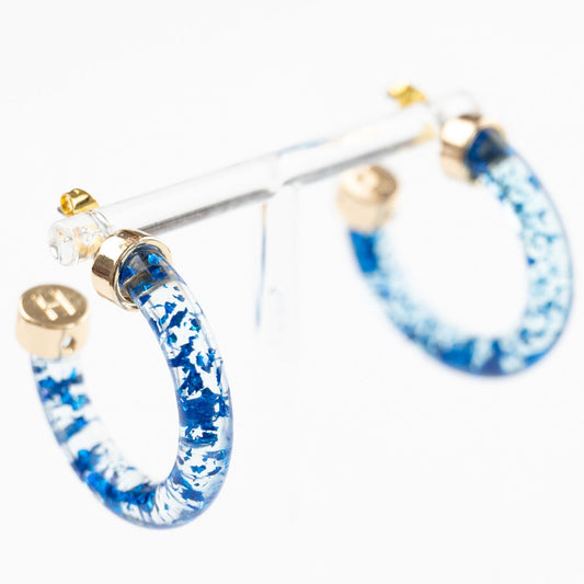 Blue Foil Mini Hoop Earrings