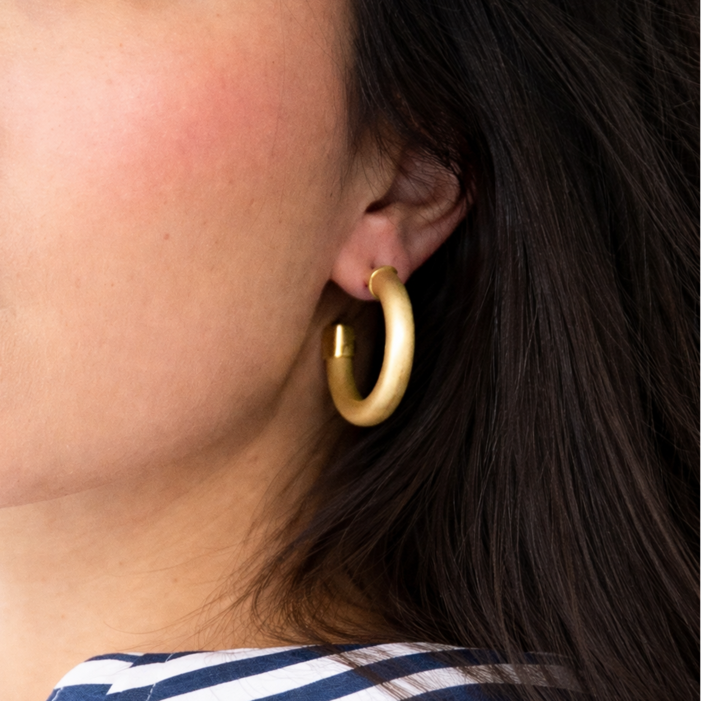 Brushed Gold Hoop Earrings