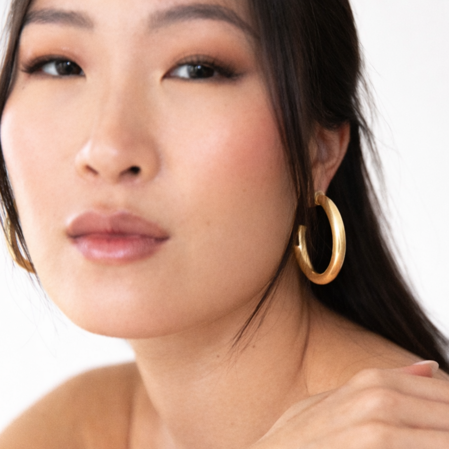 Brushed Gold Hoop Earrings