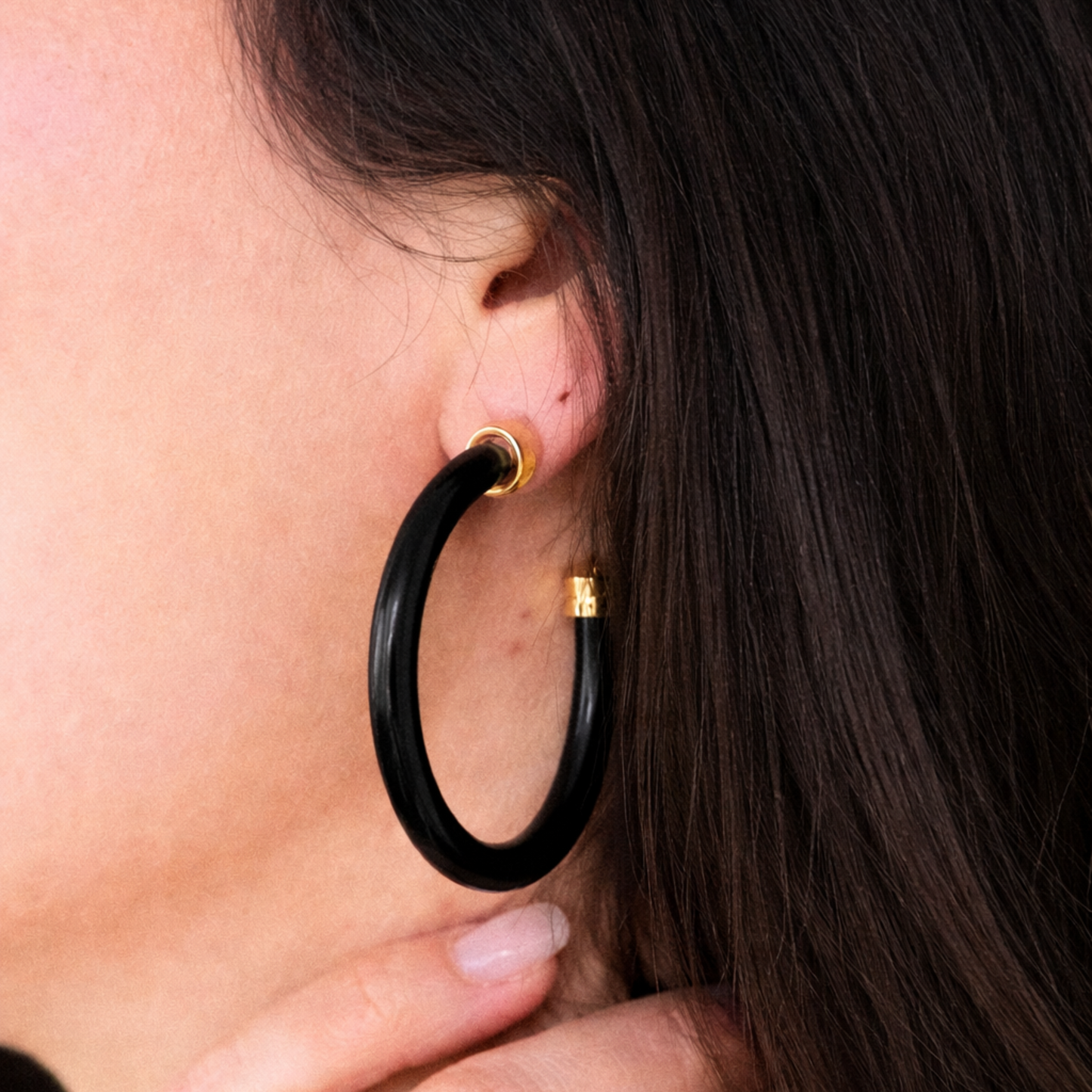Black Hoop Earrings