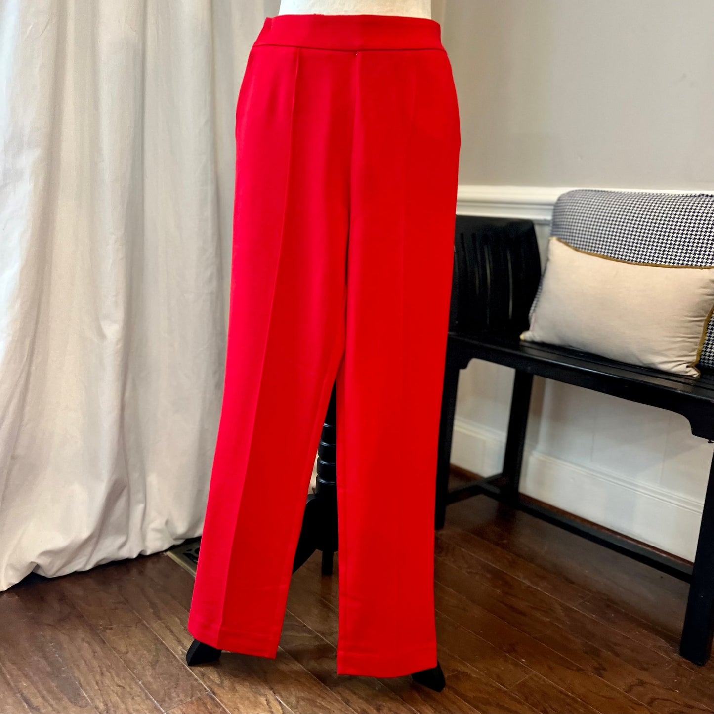 Red Knit Pintuck Pants