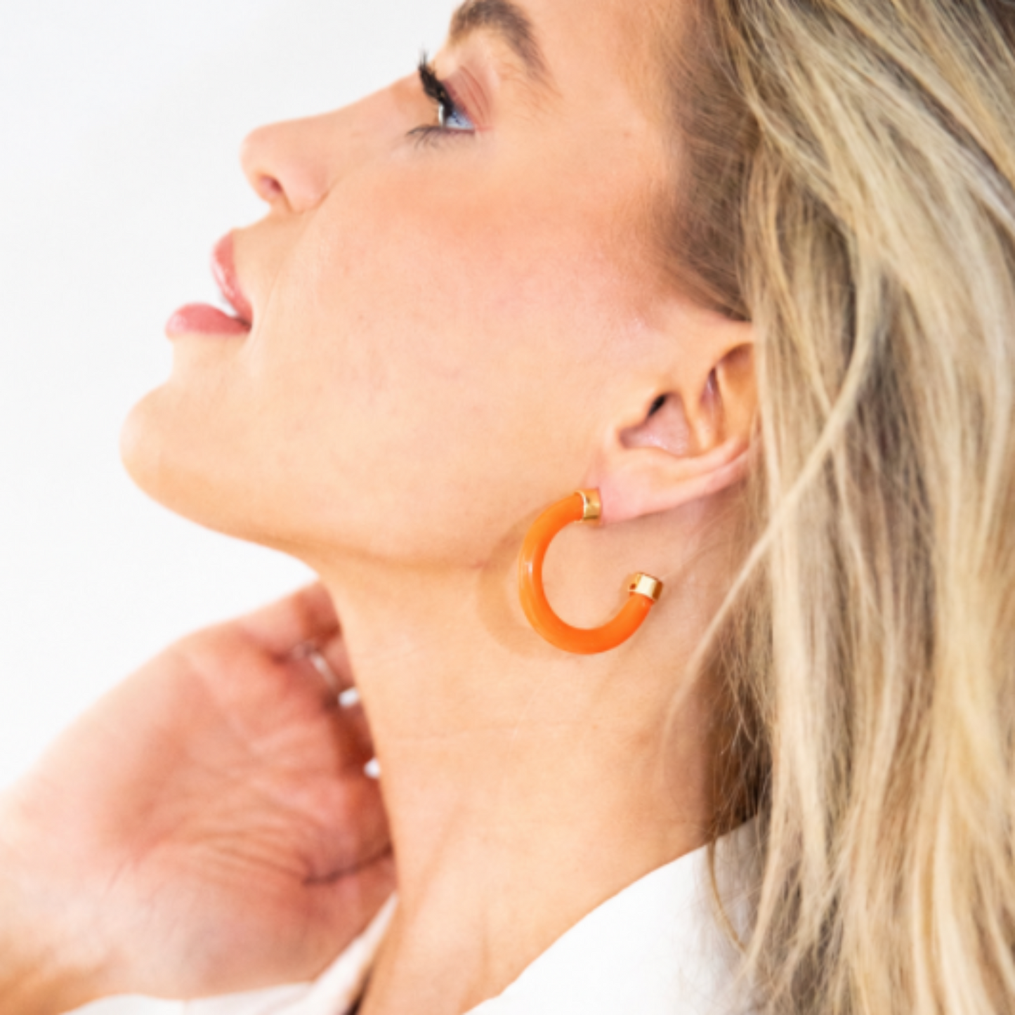 Bright Orange Mini Hoop Earrings