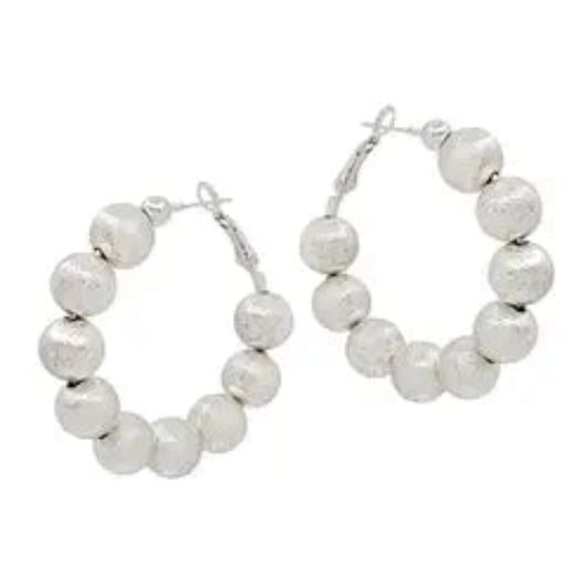 Silver Beaded Hoops