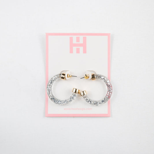 Silver Glitter Mini Hoop Earrings