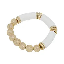 White and Gold Stretch Bracelet